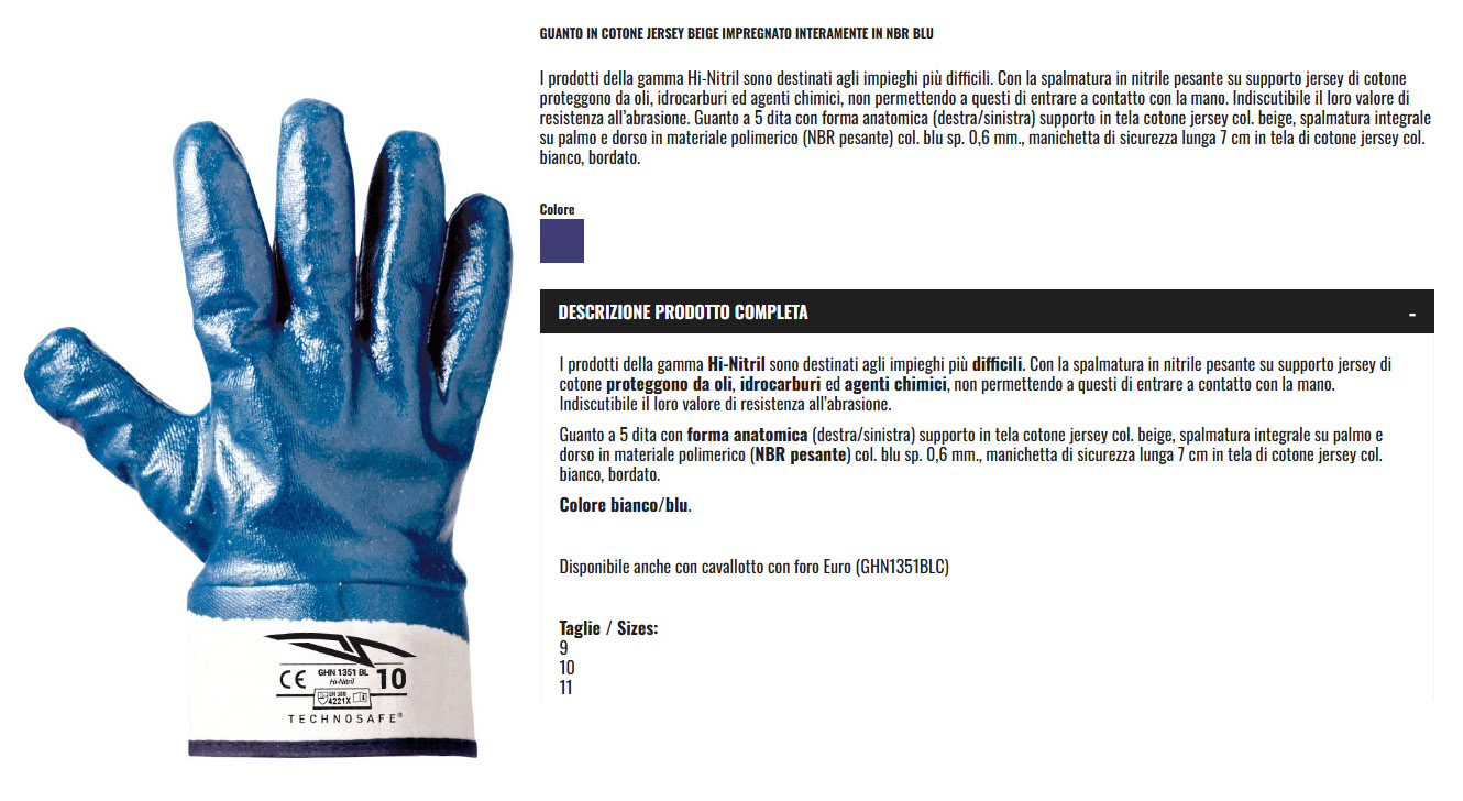 Guanti Da Lavoro In NBR Con Dorso Chiuso E Manicotto - Blu, Taglia Unica, Antiscivolo E Leggeri